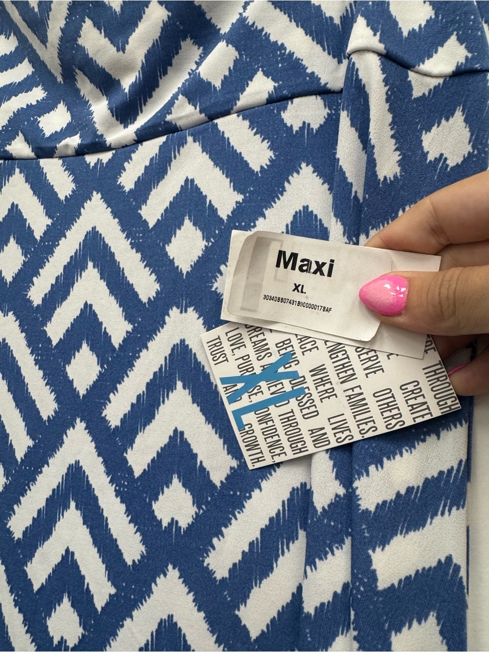 LuLaRoe Blue and White Geometric Maxi Skirt - Picture 2 of 3